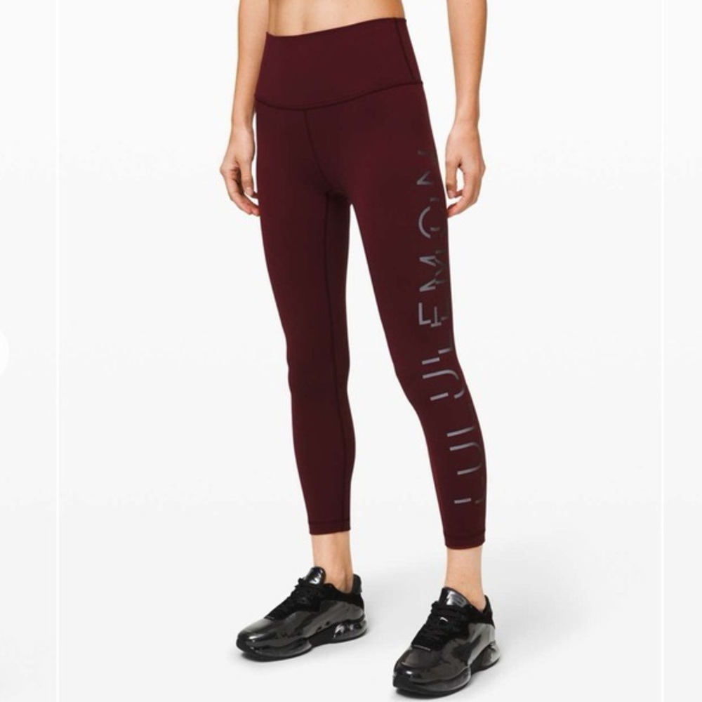 lululemon athletica Burgandy Logo Leggings